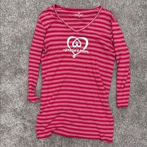 Victoria's Secret Red and White Striped V-Neck Top